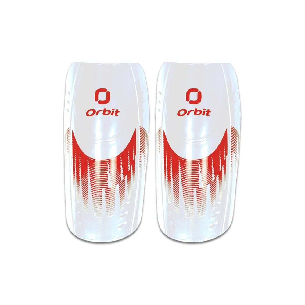 CANILLERA DE FÚTBOL PARA NIÑOS ORBIT BLANCO-ROJO ORB-202