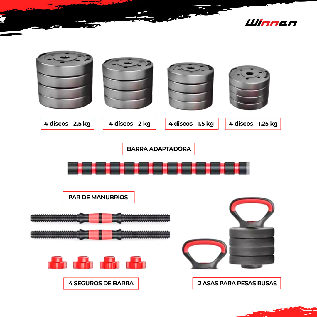 SET DE PESAS REGULABLE PVC