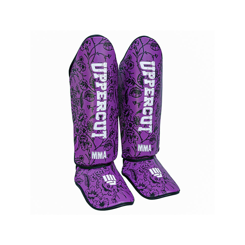 Pack UpperCut Guantes Canillera Violeta Floreado