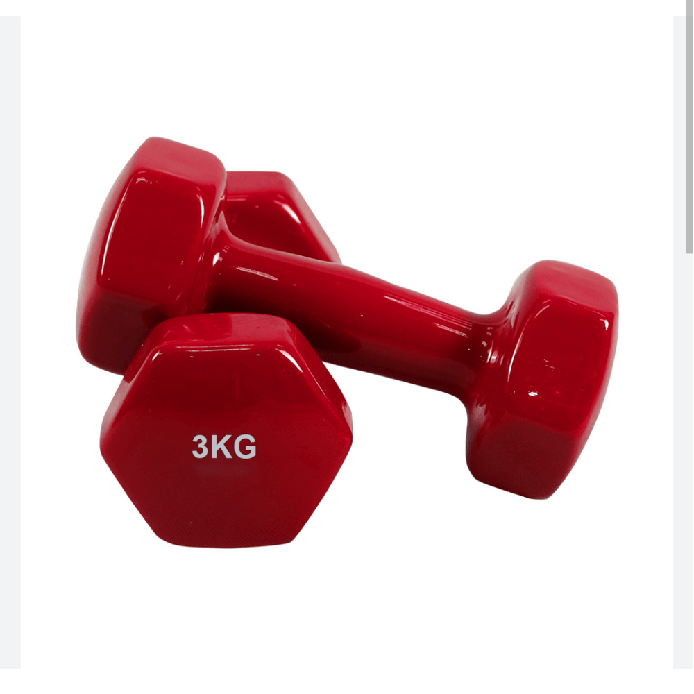 Pesas Mancuernas Forrada en Vinil de 3kg rojo