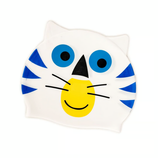 GORRO DE NATACIÓN SILICONA JUNIOR GATO BLANCO