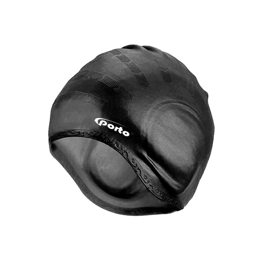 Gorro de Natacion Silicona con Orejera Porto Negro