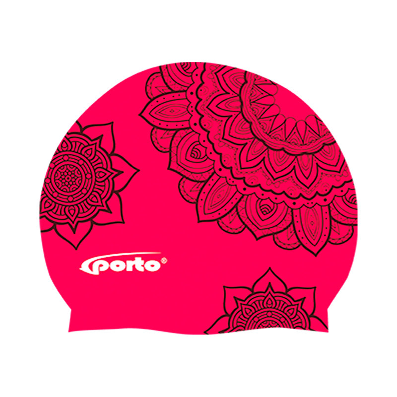 Gorro de Natacion Silicona Rosado con Diseño Porto