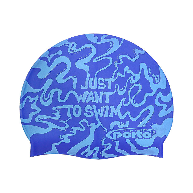 Gorro de Natación Silicona Porto Diseño Abstracto Azul