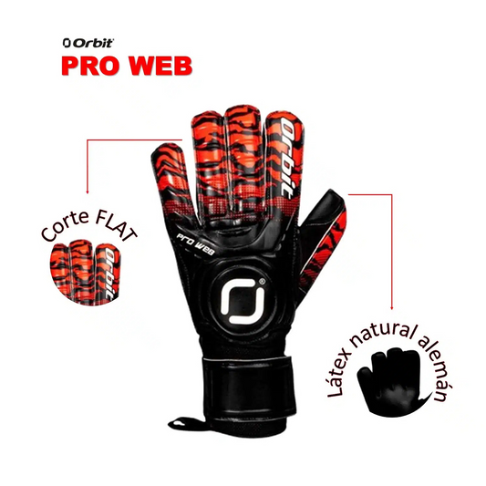 GUANTES DE ARQUERO ORBIT CON VARILLAS PRO WEB ROJO TALLA 10