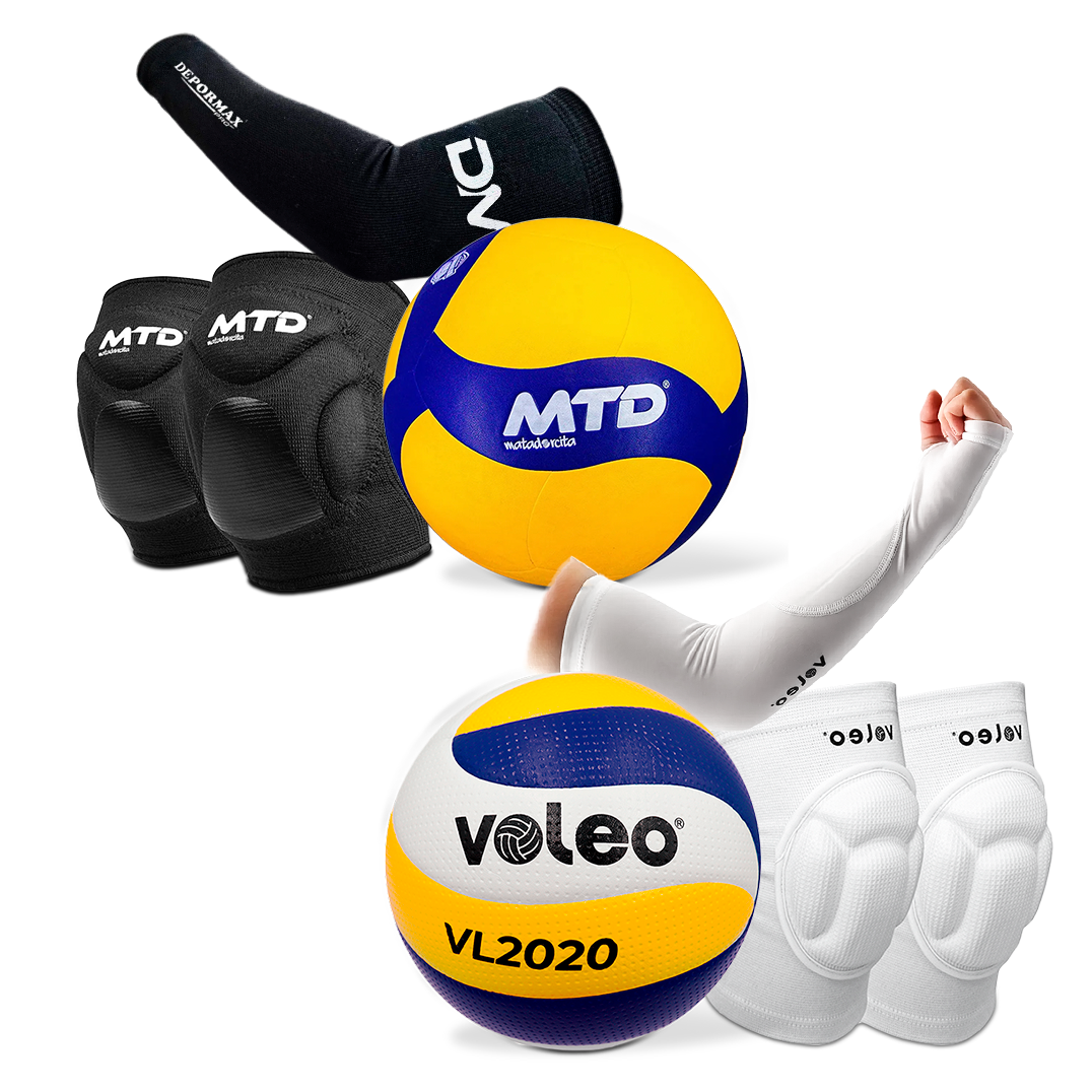 Packs de Voley (PELOTA + RODILLERAS + MANGAS)