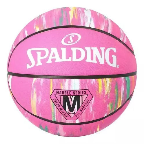 PELOTA DE BASQUET SPALDING MARBLE ROSADO