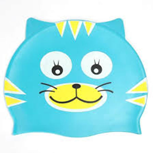 Gorro de Natacion Silicona con Diseño de Gato amarillo