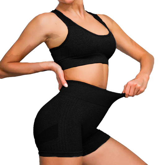 CONJUNTO SHORT PUSH UP Y TOP CON COPA NEGRO