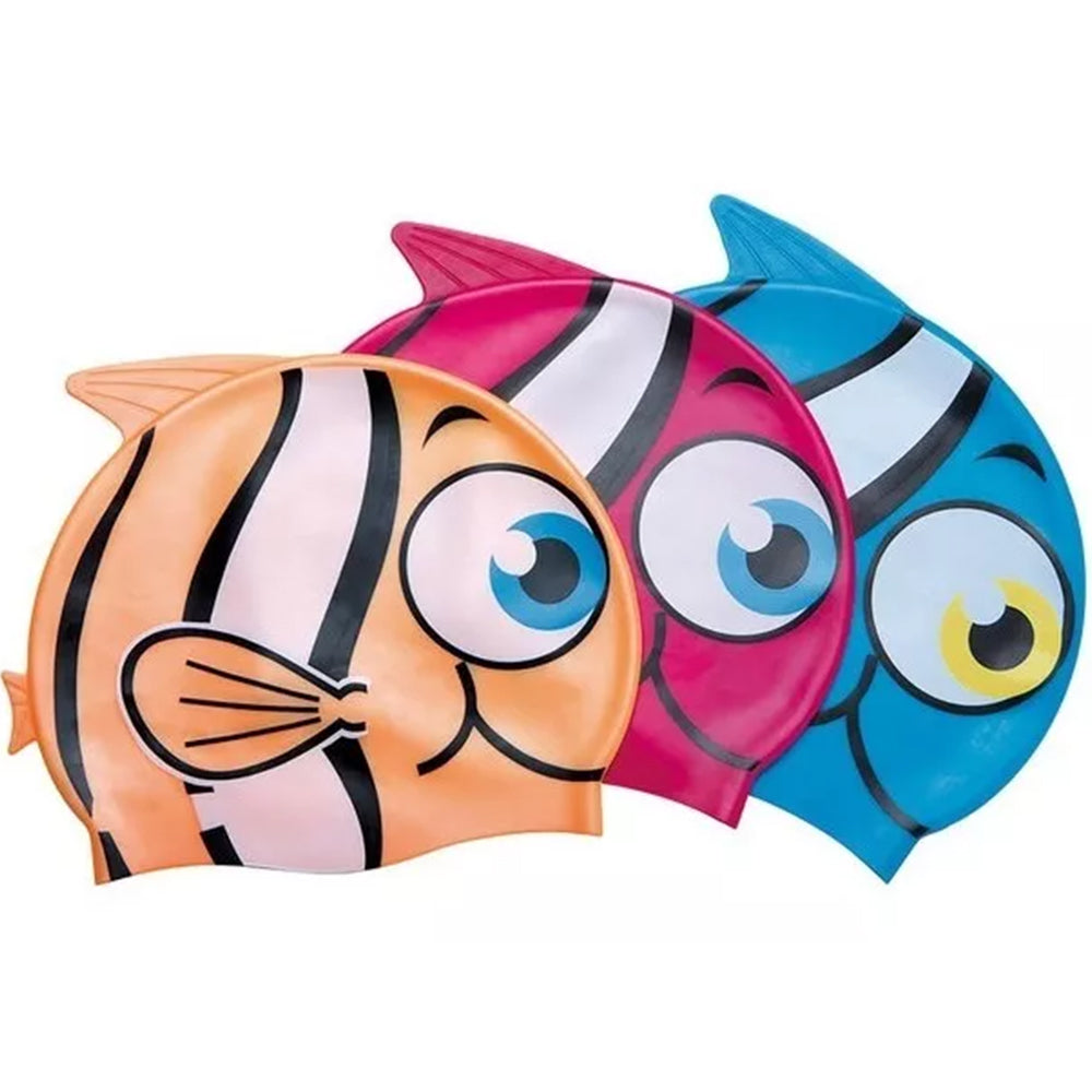 Gorro de Natacion Silicona con Diseño de Pez Azul