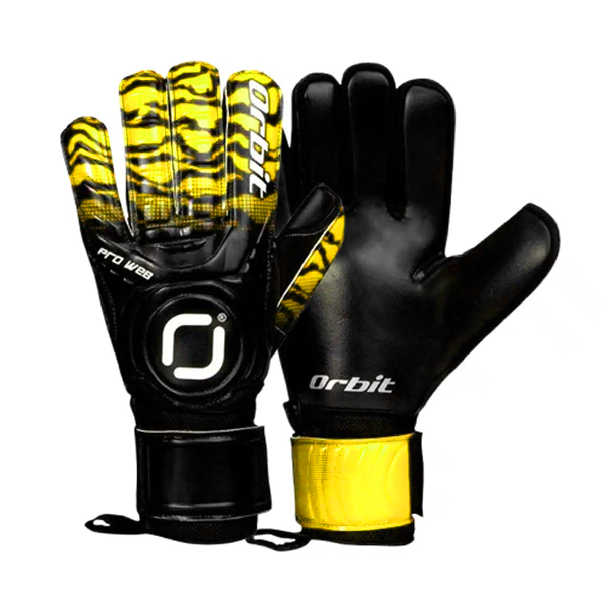 GUANTES DE ARQUERO ORBIT CON VARILLAS PRO WEB AMARILLO TALLA 10