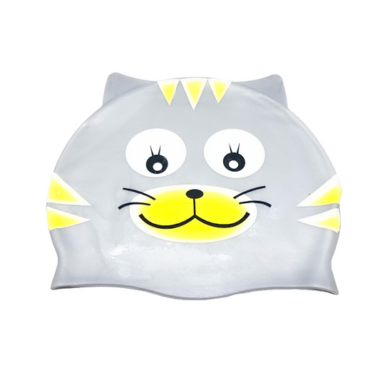 Gorro de Natacion Silicona con Diseño de Gato Plateado