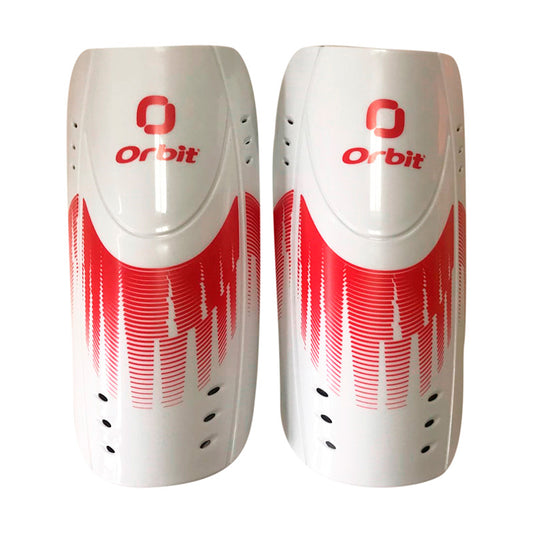 CANILLERA DE FÚTBOL PARA NIÑOS ORBIT BLANCO-ROJO ORB-202