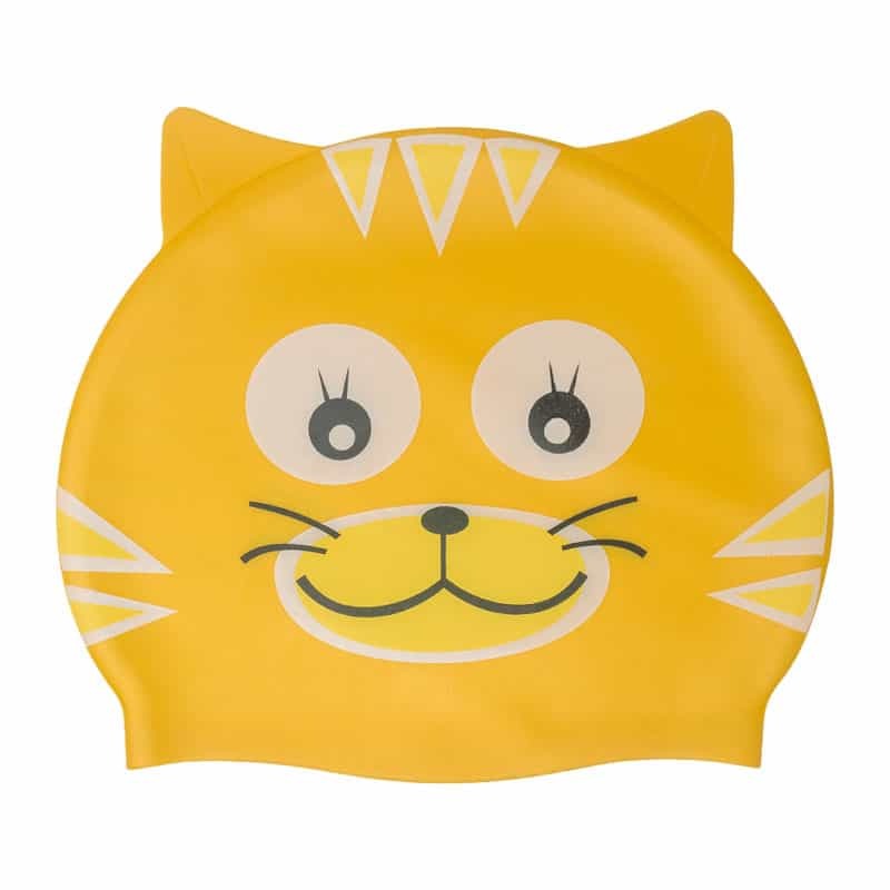 Gorro de Natacion Silicona con Diseño de Gato amarillo