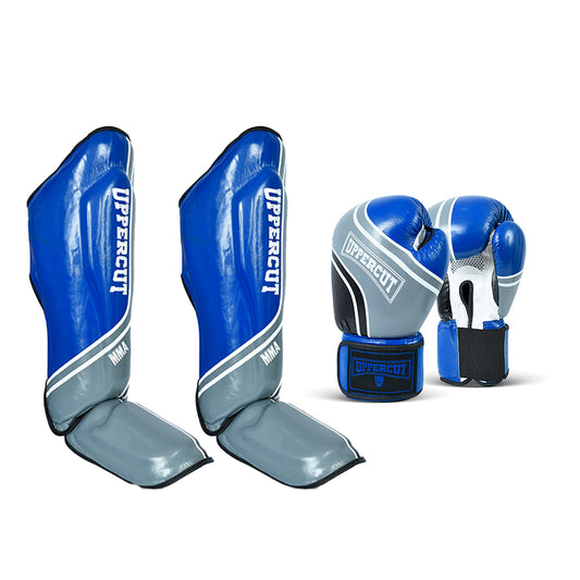 Pack UpperCut Guantes Canillera AzulPlomo