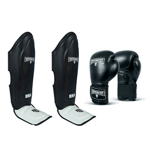 Pack UpperCut Guantes Canillera Negro