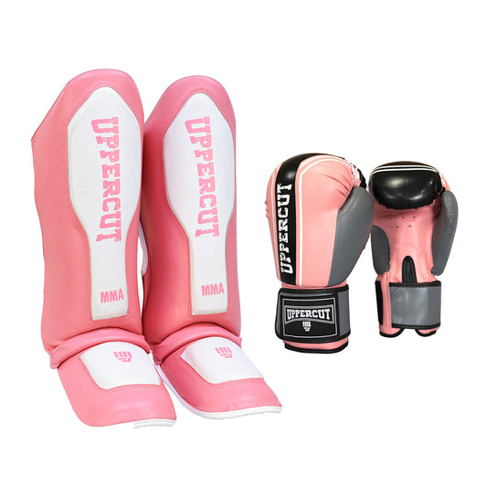 Pack UpperCut Guantes Canillera Rosa